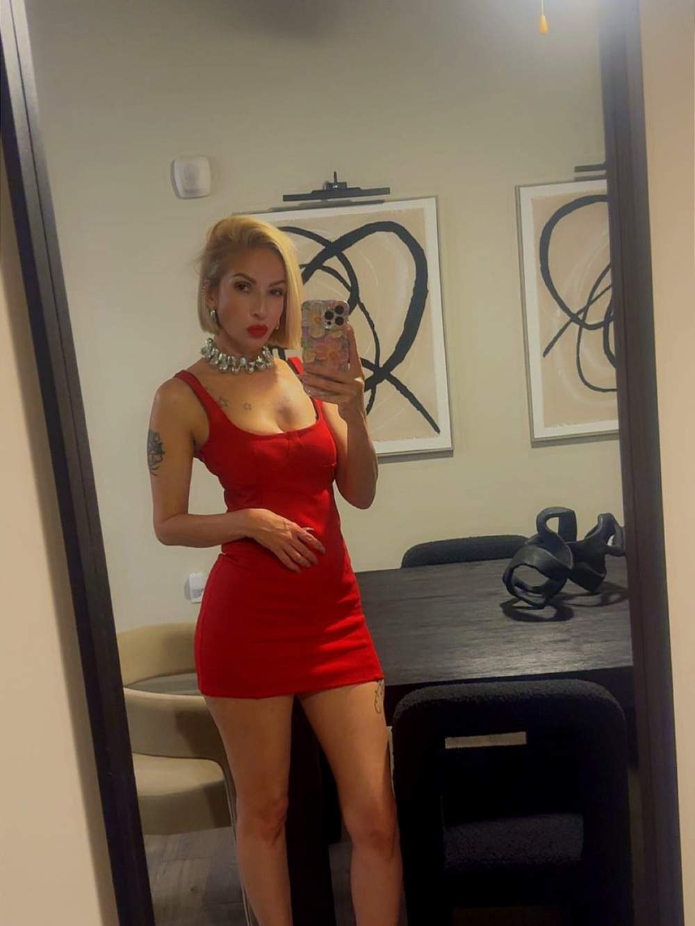Zara Red Scoop Neck Bodycon Mini Dress